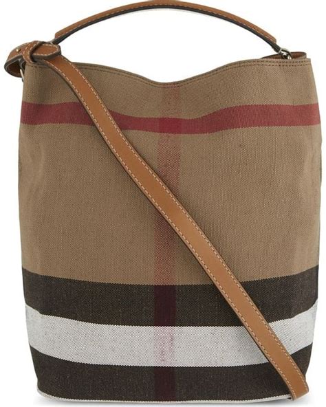 Burberry Ashby Medium Canvas Bucket Bag in Brown 